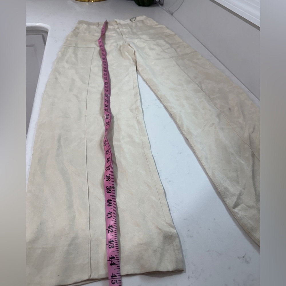 Zara 100% Lyocell Cream Wide-Leg Pants - Picture 11 of 13